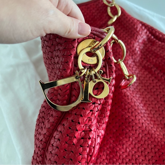 Lady Dior Soft Red Lambskin Leather Large Shopper Tote Authenticity card dustbag - Picture 4 of 13